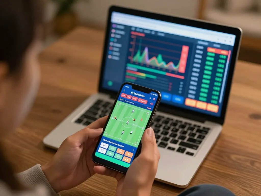 Engaging in tỷ lệ kèo trực tuyến betting activity on a smartphone with live odds displayed.