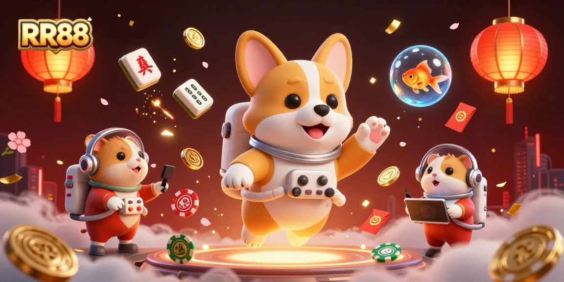 Join the fun at RR88 with cartoon characters playing in a vibrant casino atmosphere.