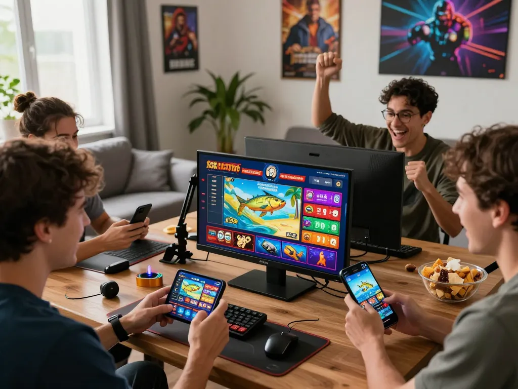 Exciting SC88 trang chủ gaming scene with players enjoying mobile app in vibrant atmosphere.