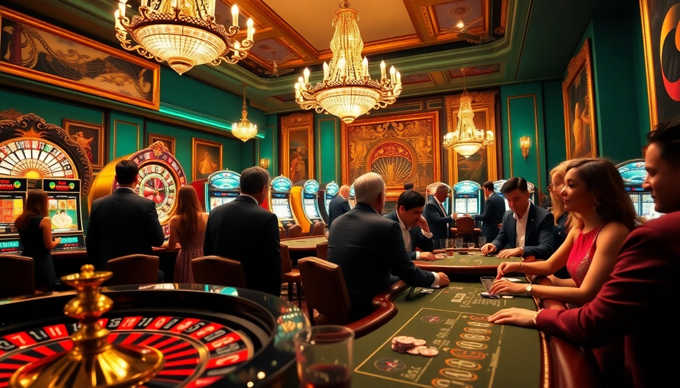 Engaged poker players at a vibrant casino with ee jl33-themed betting slips celebrating excitement.