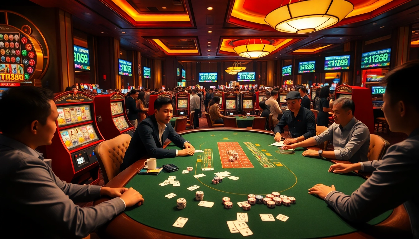A dynamic online gaming scene featuring players at a poker table, embodying the excitement of https://mtr888.com/ casino activities.