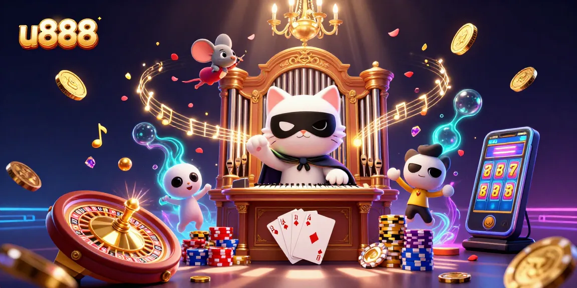 u888 players win big with enchanting casino characters amidst golden coins and gem stones.