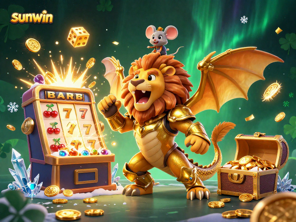 Engage with sunwin's thrilling slots scene featuring a golden chimera and jackpot elements