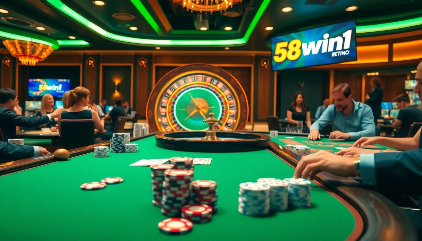 Experience the excitement of 58win1 with players immersed in thrilling casino games.