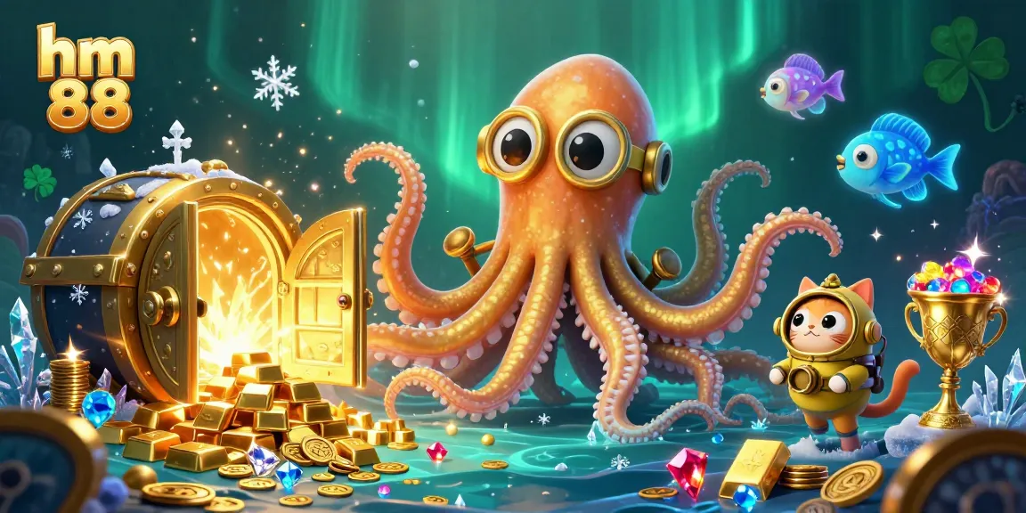 Experience thrilling adventures at hm 88 with immersive 3D kraken and diving cat in treasure-filled ocean.