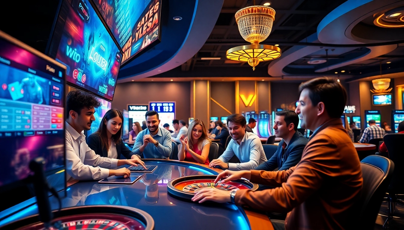 Players enjoying diverse games in a modern, secure V9bet.ce online casino environment.