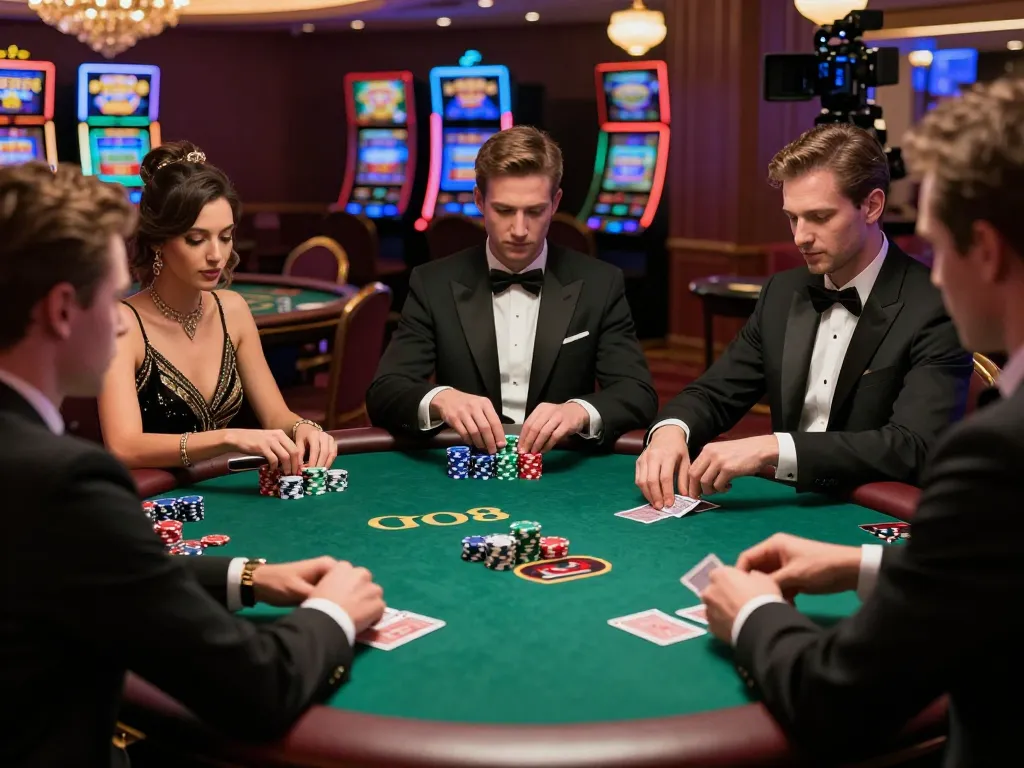 Engaging poker game at go8 club, showcasing strategic gameplay with luxury atmosphere.