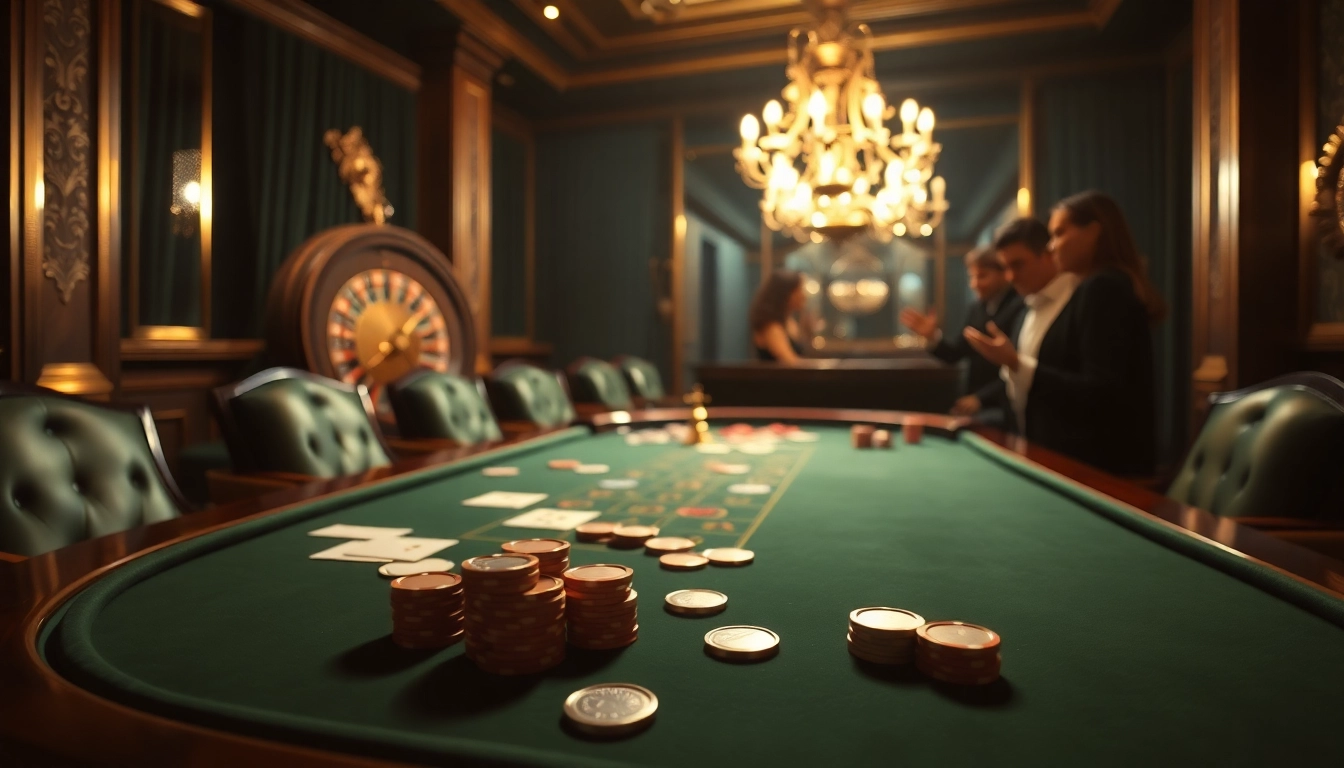 Experience the thrill of gaming at https://kjc365.com/, showcasing an elegant poker table and vibrant atmosphere.
