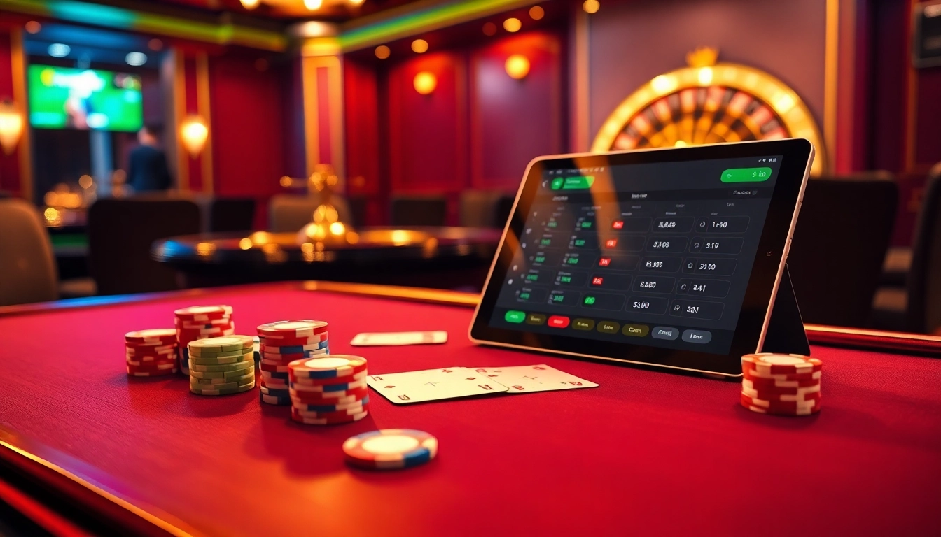 Experience the thrill of mk8.sh at an elegant casino table with cards and vibrant poker chips.