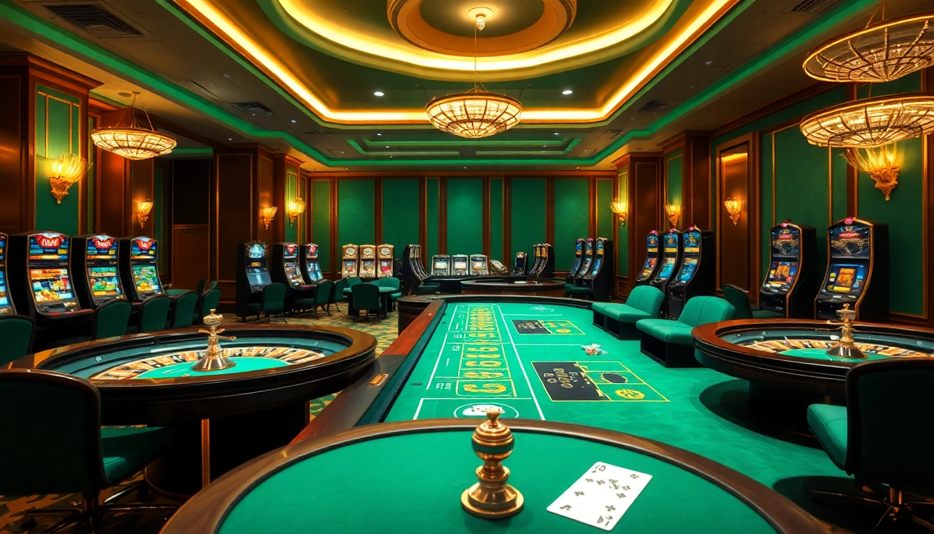 Experience thrilling gaming at Trang chu daga with lively casino tables, poker chips, and elegant decor.