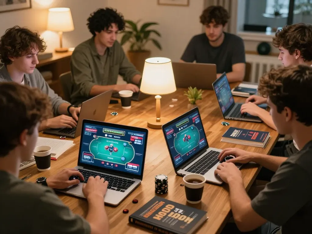 Players strategizing on lc88 poker tables from the comfort of home during a cozy online session.