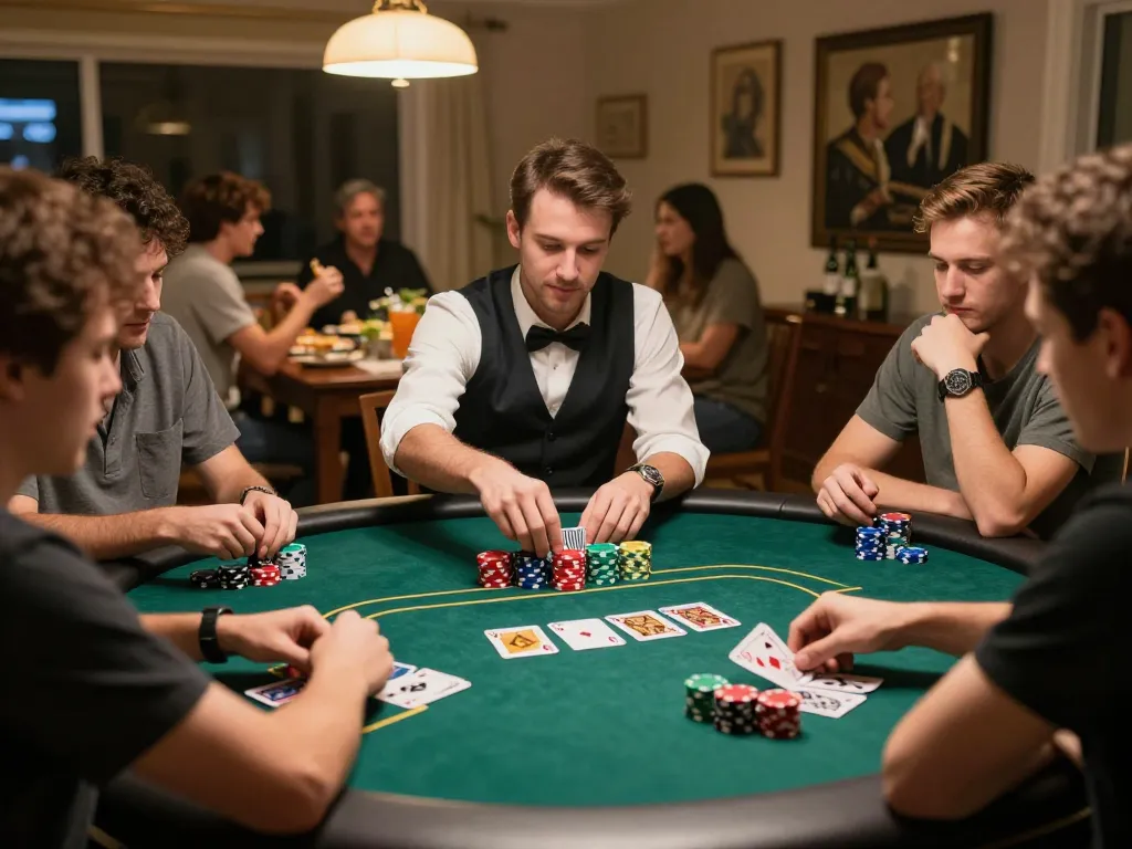 Engaged players reveling in a poker game while exploring gamebaidoithuong8 strategies among friends.