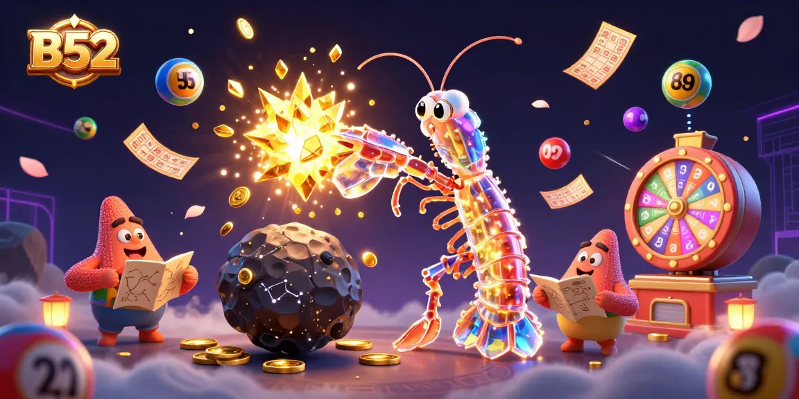 Engage in exciting B52 casino games with vibrant characters and elements in a dynamic scene.