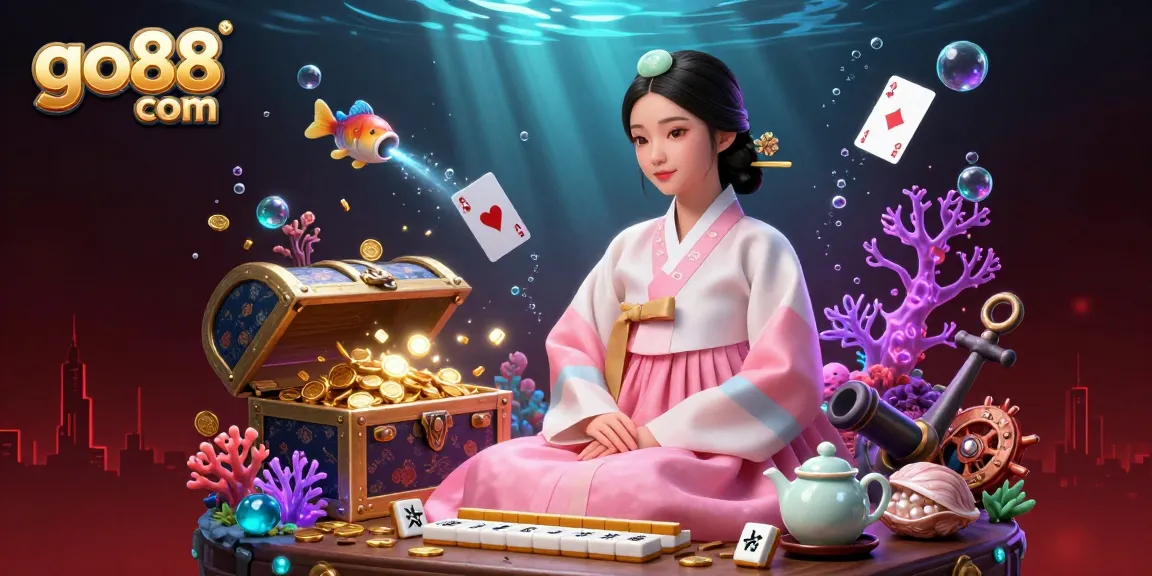 Experience immersive gaming at go88 com with vibrant 3D casino illustration featuring rich elements.