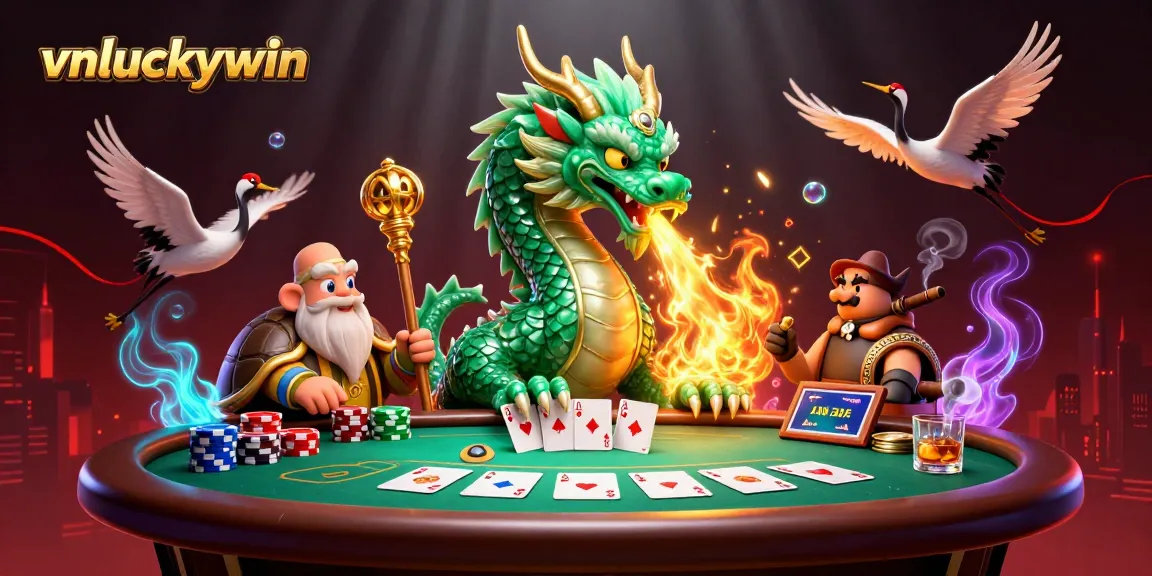 Experience the thrill of playing at vnluckywin with vibrant casino elements and dynamic characters.