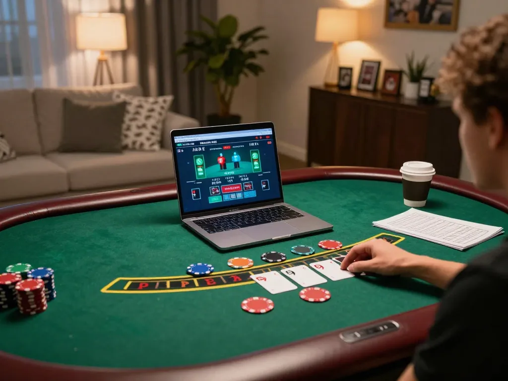 Engaging in live dealer blackjack on CO88 in a cozy home setting with strategy notes.