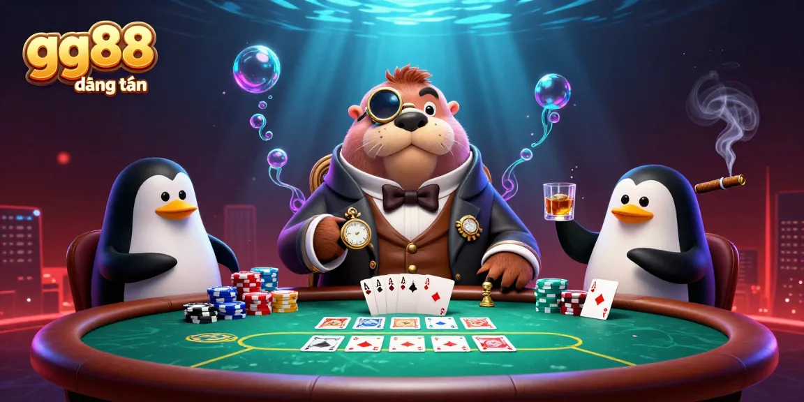 Experience immersive gaming with gg88 đăng nhập at the vibrant underwater poker table scene.