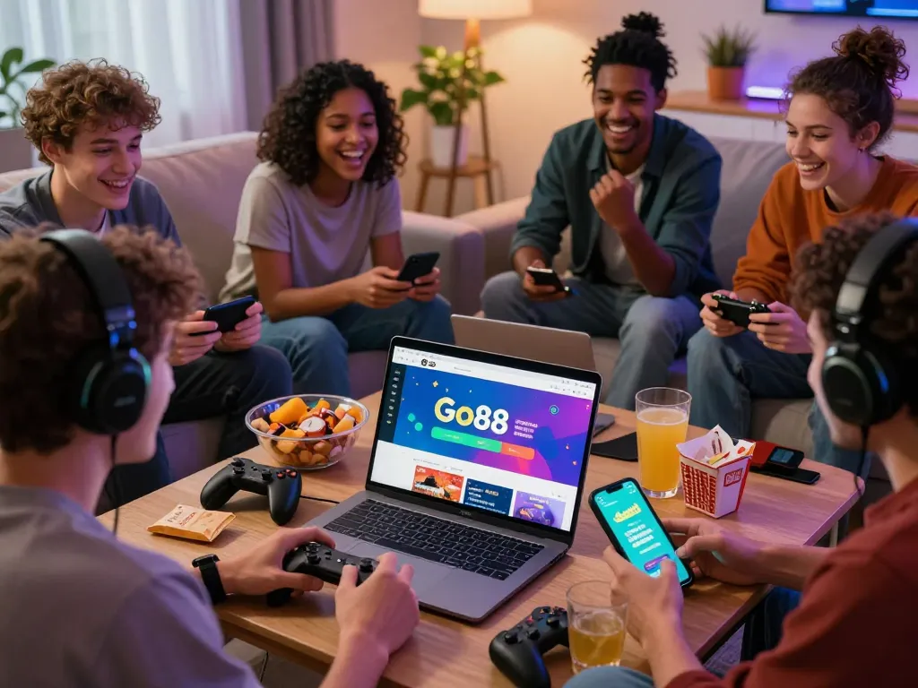 Enjoying online gaming at go-88.us.com with friends, showcasing immersive gameplay and cozy atmosphere.