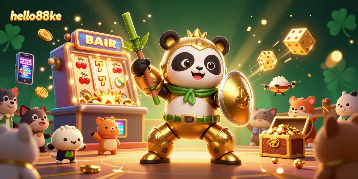 Engage with thrilling action at hello88ke; golden panda robot in a vibrant casino atmosphere.