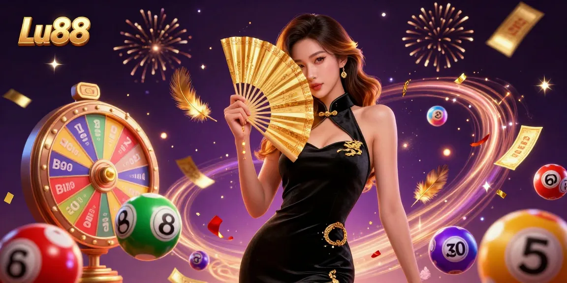 Experience thrilling gameplay at Lu88 with a stunning casino illustration featuring vibrant game elements.
