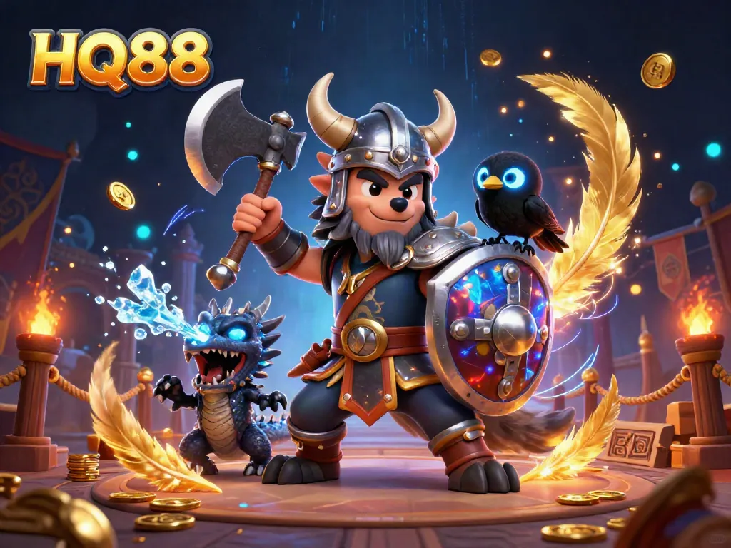 Engage with HQ88 online gaming through this vibrant 3D illustration showcasing exciting casino dynamics.