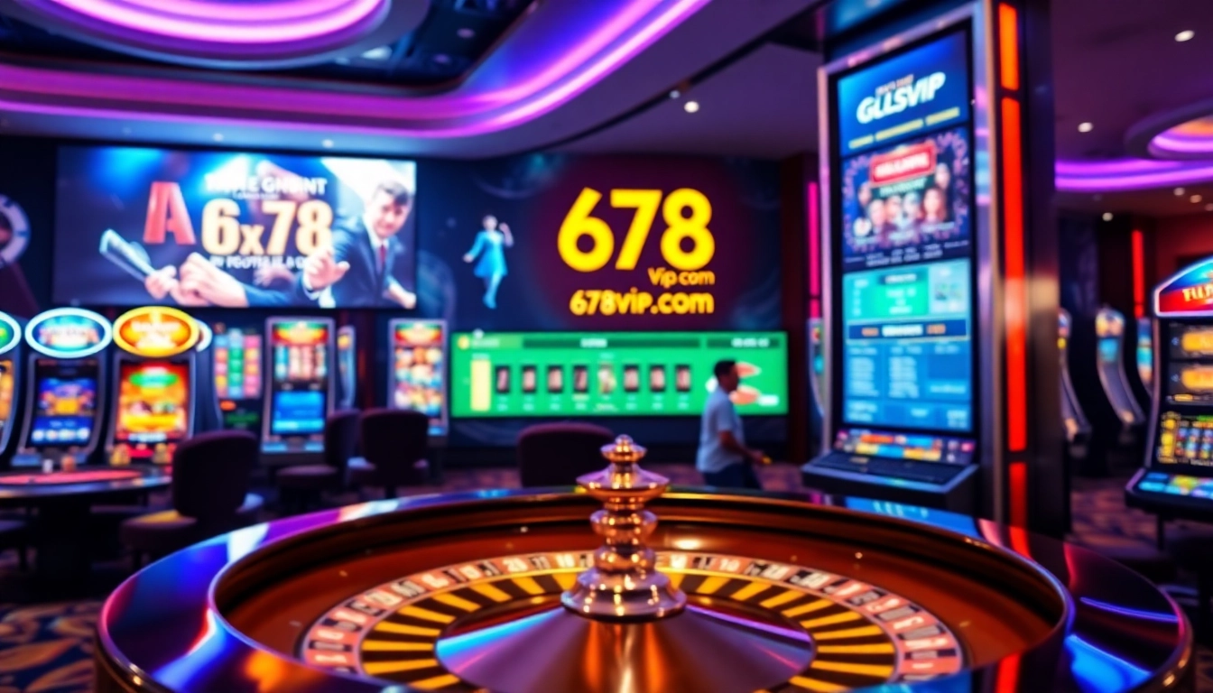 Engaging scene of online gaming on 678vip.com showcasing poker chips and a roulette wheel.