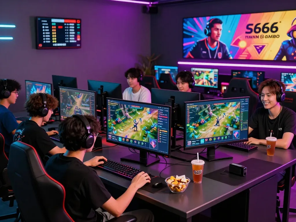S666 gaming app showcased in an energetic online gaming scene with players engaged and vibrant atmosphere.