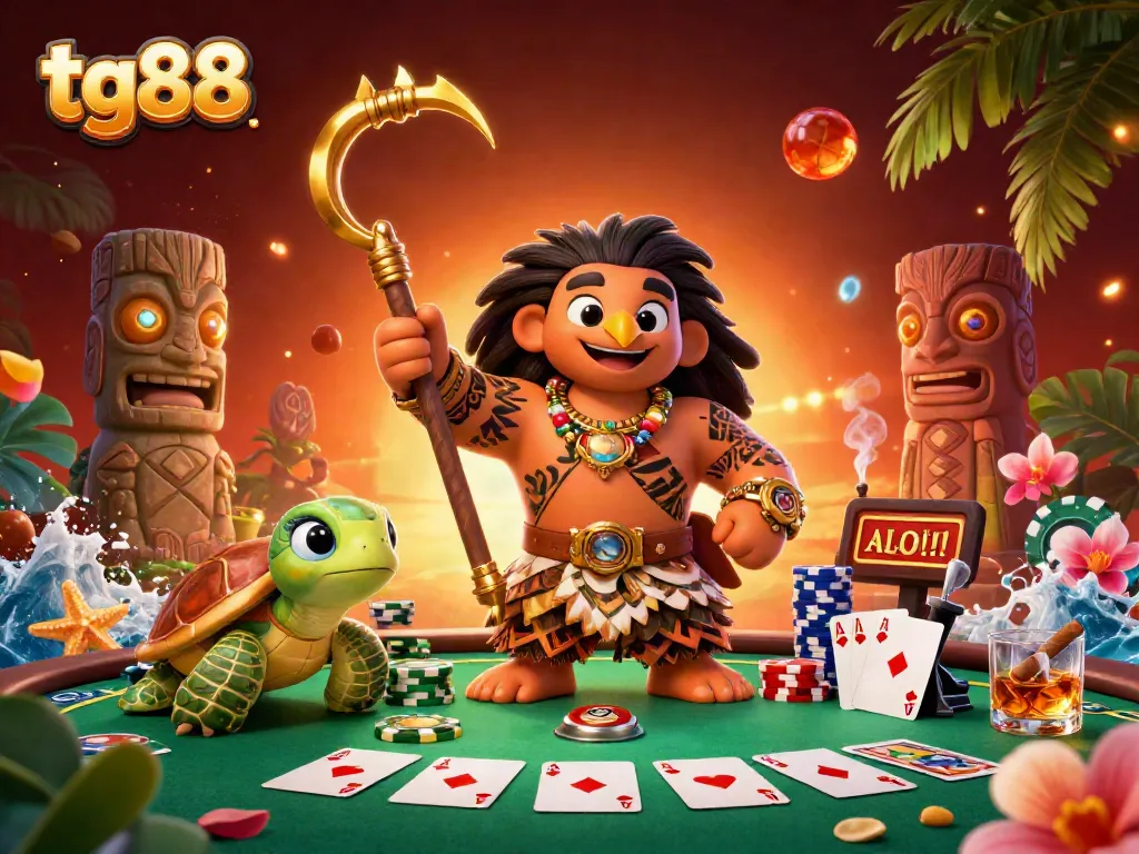 Experience the thrill of tg88 with a vibrant scene showcasing poker games and dynamic characters.