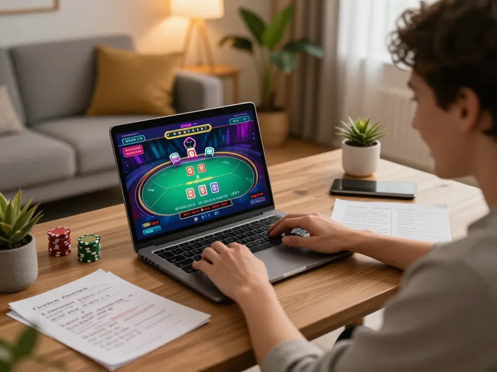 Playing online poker at home with hytw3339, showcasing strategic gameplay and enthusiastic engagement.
