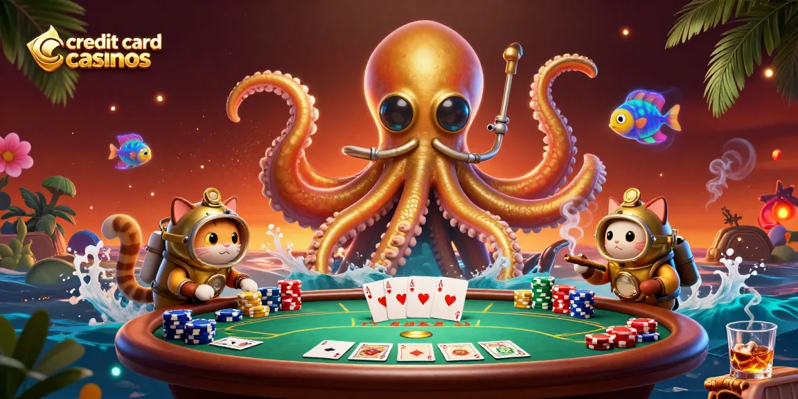 Explore the exciting world of credit card casinos with vibrant 3D illustration of gaming elements and characters.