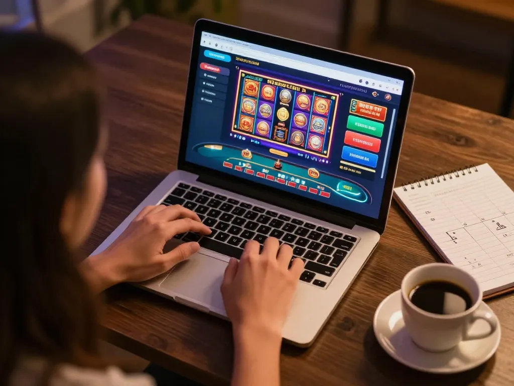 Engaging online session with 789p on laptop displaying casino games and strategies.