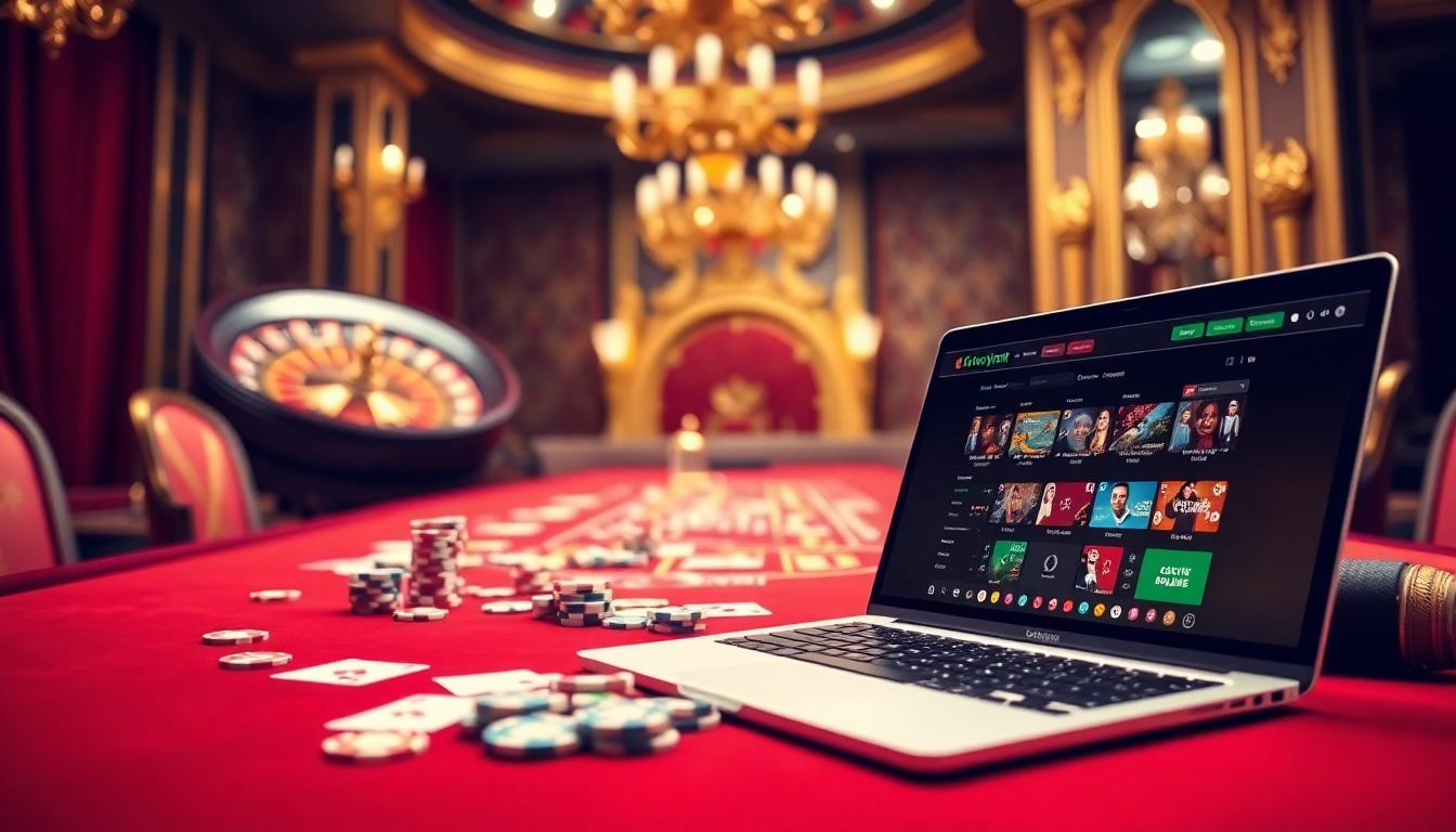 Experience chotruyen action at a luxurious casino table filled with poker chips and cards.