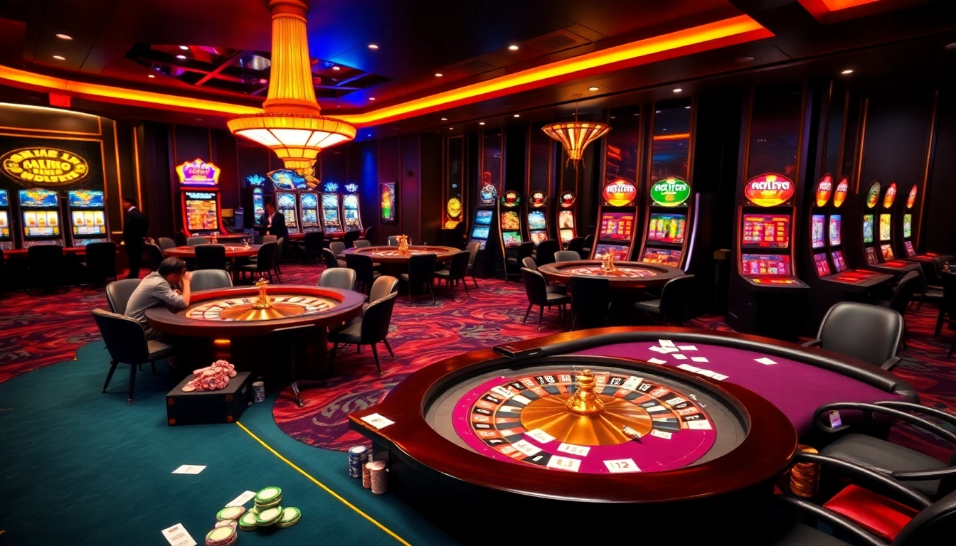 Experience the excitement of nhà cái max88 with vibrant casino games and tables reflecting professional gambling.