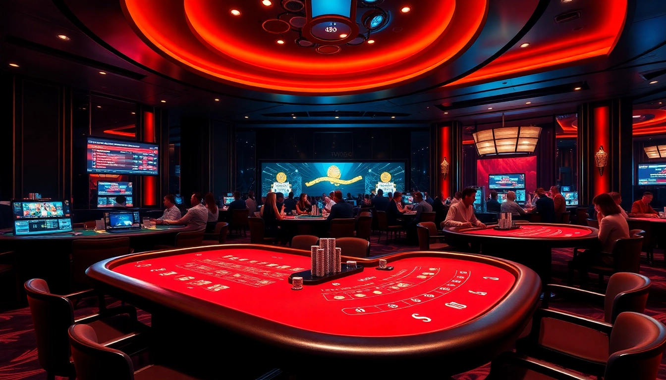 Experience the luxurious online casino ambiance at w88.nyc, showcasing Baccarat and Blackjack tables.