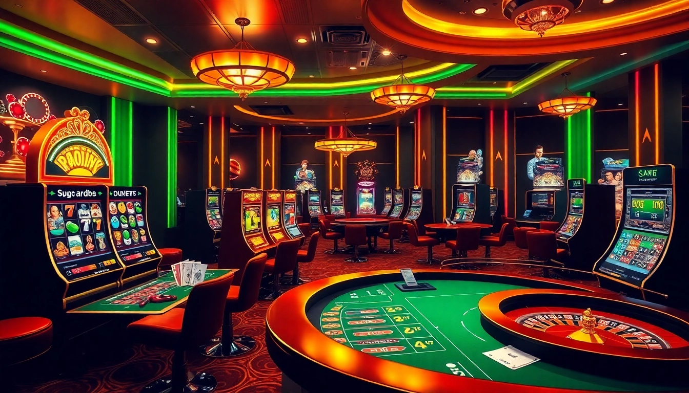 L567 online casino scene featuring vibrant slot machines and roulette tables highlighting gaming excitement.