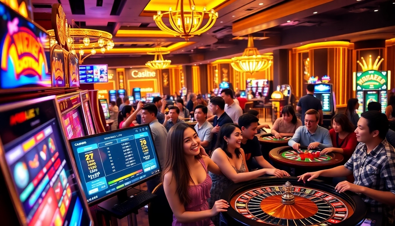 Engaging players enjoying online casino games at winvn88.live, showcasing an inviting atmosphere.